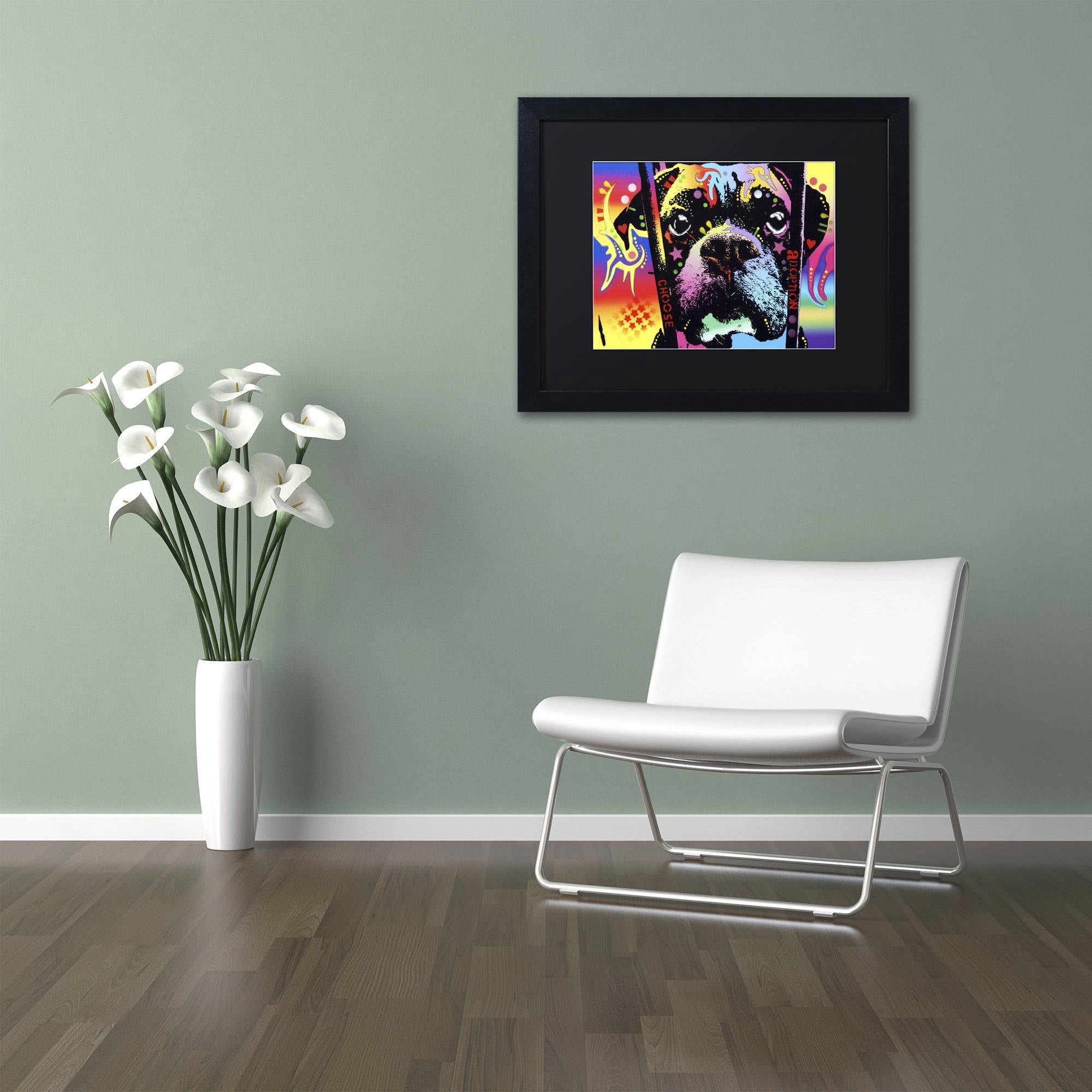 Trademark Fine Art "Choose Adoption Boxer" Canvas Art by Dean Russo, Black Matte, Black Frame