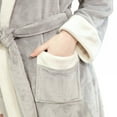 thumbnail image 6 of Women Ladies Hooded Extra Long Warm Bathrobe Thicken Flannel Bath Robe Thermal Dressing Gown, 6 of 6