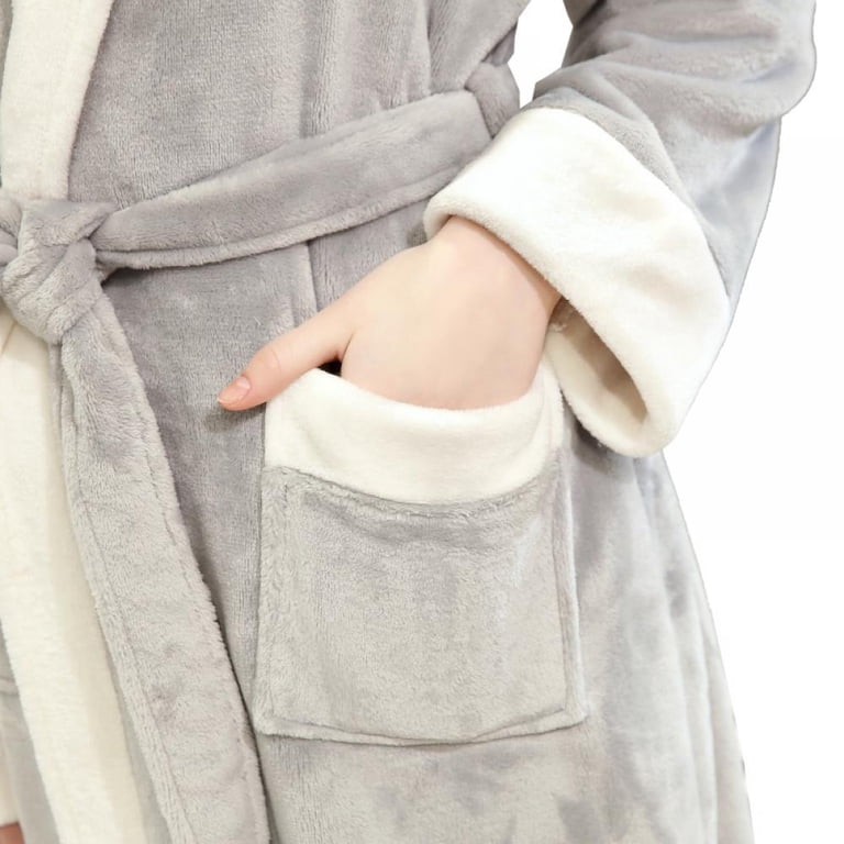 Women Ladies Hooded Extra Long Warm Bathrobe Thicken Flannel Bath Robe  Thermal Dressing Gown - Walmart.com