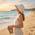 thumbnail image 5 of Women Foldable Bowknot Wide Brim Sun Hat, 360° UV Protection Breathable Cap, Lightweight Travel Beach Summer Headwear (Beige), 5 of 7