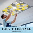thumbnail image 5 of 3 Pack Mid Century Fluorescent Light Covers for Ceiling Lights Yellow Grey Abstract Retro Geometric Modern Magnetic Ceiling Light Covers Overhead Light Filters for Office Classroom Home, 5 of 9