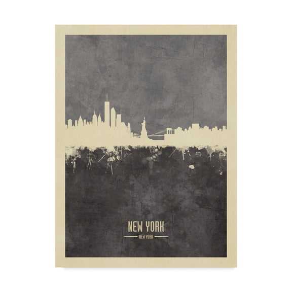 Trademark Fine Art 'New York Skyline Gray' Canvas Art by Michael Tompsett
