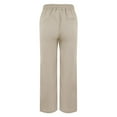 thumbnail image 4 of Womens Travel Pants High Waisted Straight Elastic Pants Long Linen Cotton Casual Trousers With Slit Legs Soft Breathable Fabric Loose Fit L Pants For Women, 4 of 9
