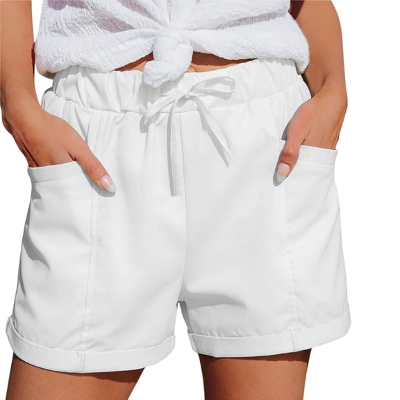WAYUTE Women's Shorts Straight Leg High Waist Sports Loose Shorts Trendy Solid Color with Pockets Stretchy for Summer Casual Outdoor