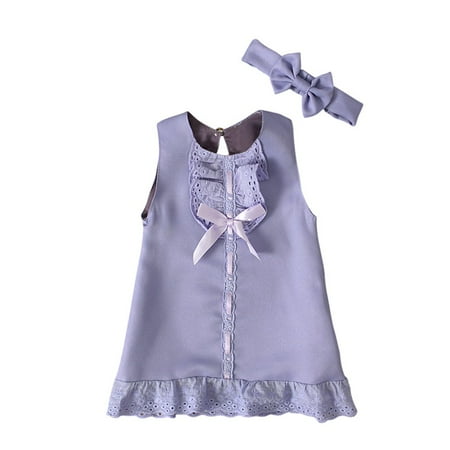 

Cathalem Dresses Baby Girl Maxi Outfit Baby Dress+Headband Girl Set Casual Sleeveless Bow Girls Dress&Skirt Belle Dress Dress Purple 12-18 Months