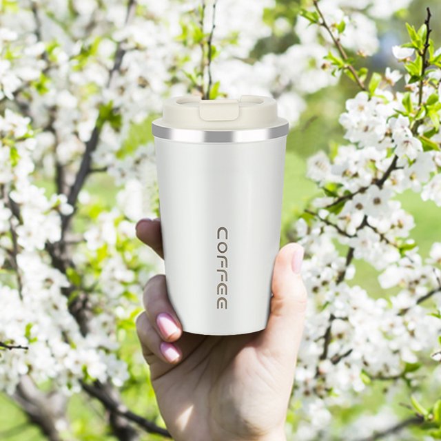 Taza de café de 380 ml/500 ml Taza de viaje respetuosa con el medio ambiente para la oficina en casa (380 ml blanca)