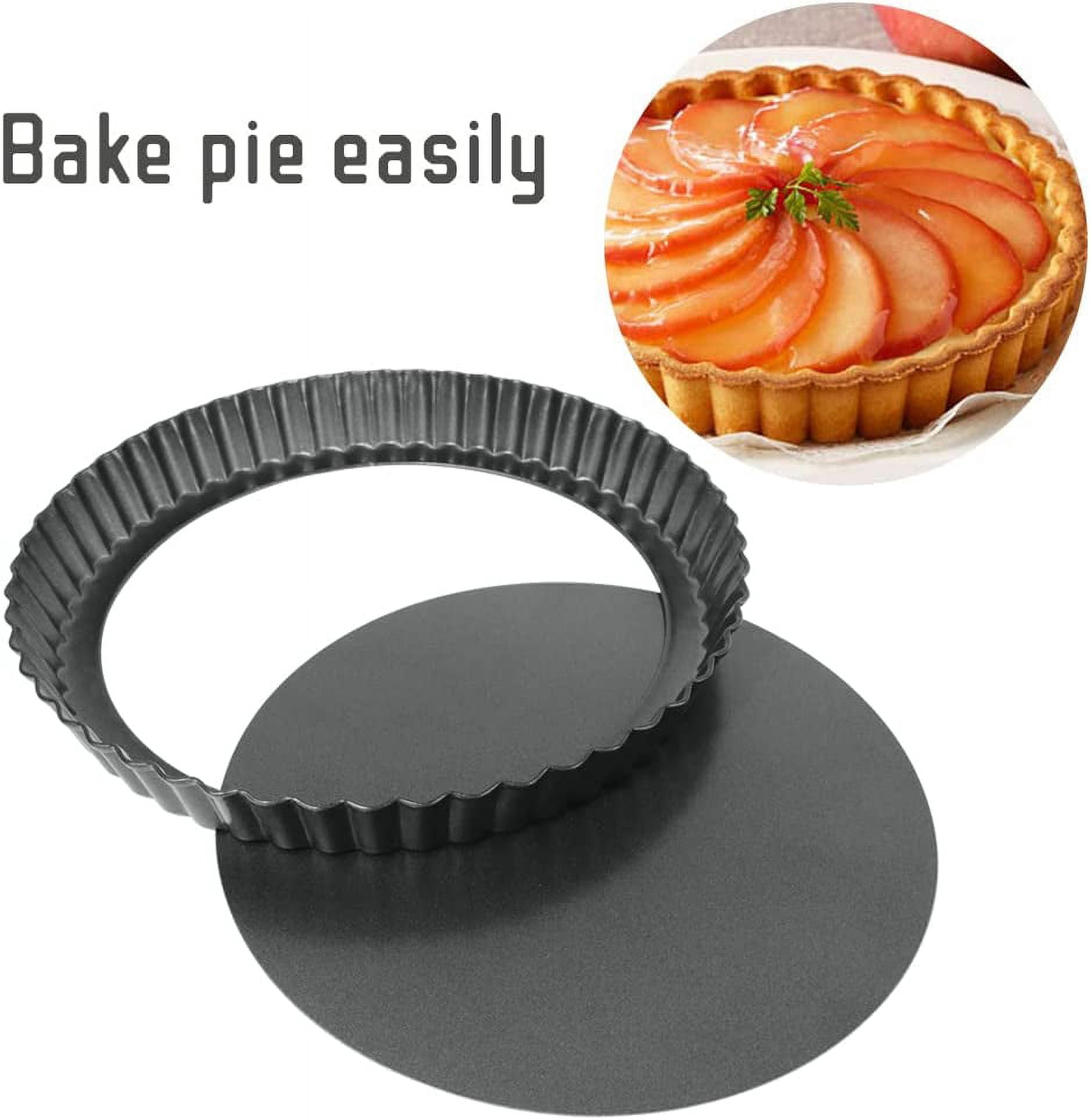 9 Inch Tart Pan with Removable Bottom, Round Quiche Pan Non-Stick Baking Mold for Fruit Pie Tart Quiche Cake (Black)