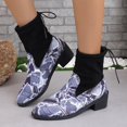 thumbnail image 4 of NECHOLOGY Zapatos Botines para mujer Botas de tacón grueso para mujer botines de invierno con patrón geométrico de talla grande Color a juego tacones inclinados nuevo de retazos (Blue 8.5), 4 of 6