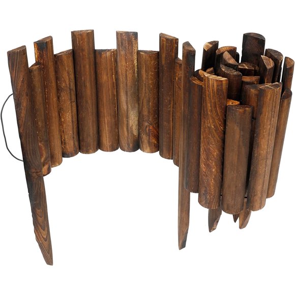 Burnt Wood Fence 35 cm Height 120 cm Flexible Decorative Border