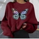 thumbnail image 2 of Mujeres moda casual estampado cuello redondo suelta manga larga blusa corta sudaderas sin capucha Fridja fjkfkj2845, 2 of 8