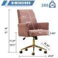 thumbnail image 4 of S-HOME Ergonomic Mid-Back Liftable Office Chair in Striped Fabric with Golden Base and Memory Foam Cushion , Light Pink, 4 of 7