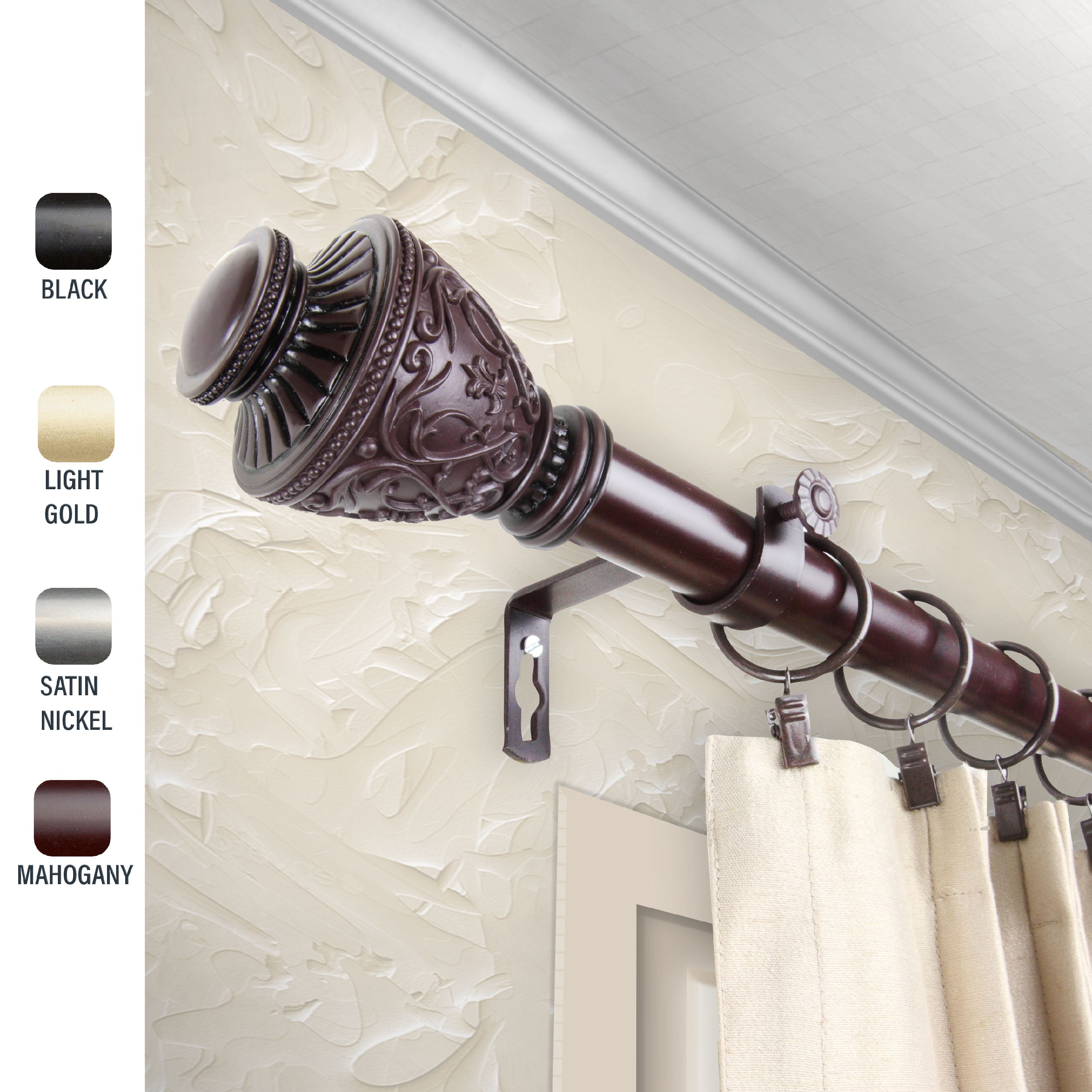 Rona 1" dia. Curtain Rod 160240 inches Mahogany