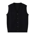 thumbnail image 4 of Xdegoge Boys Button Front Knit Sweater Vest School Uniforms for Kids Waistcoats Teens Wedding Guest Outfit Formal Occasion Wear, 4 of 7