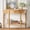 Natural, variant on Harper & Bright Designs Half Moon Console Table with Drawer, Solid Wood Entryway Table with Bottom Shelf, Vintage Sofa Table with Roman Legs for Hallway and Living Room, Navy