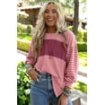 thumbnail image 5 of Women's Peach Blossom Colorblock Striped Bishop Sleeve Top, 5 of 5
