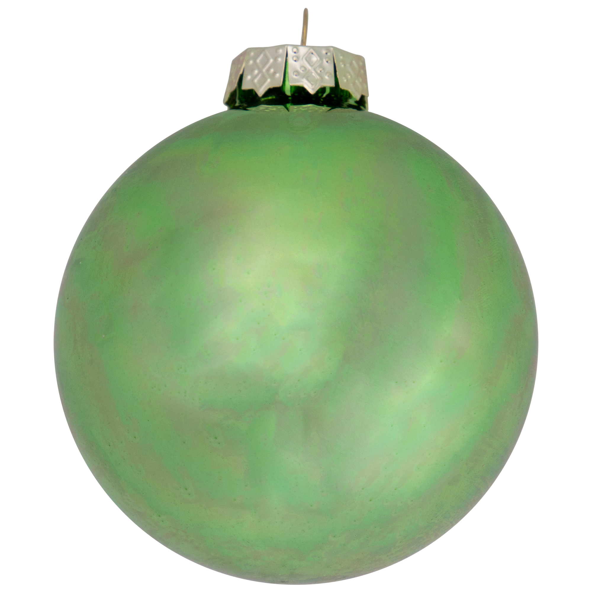 6-Piece Shiny and Matte Green Glass Ball Christmas Ornament Set 3.25" (80mm)