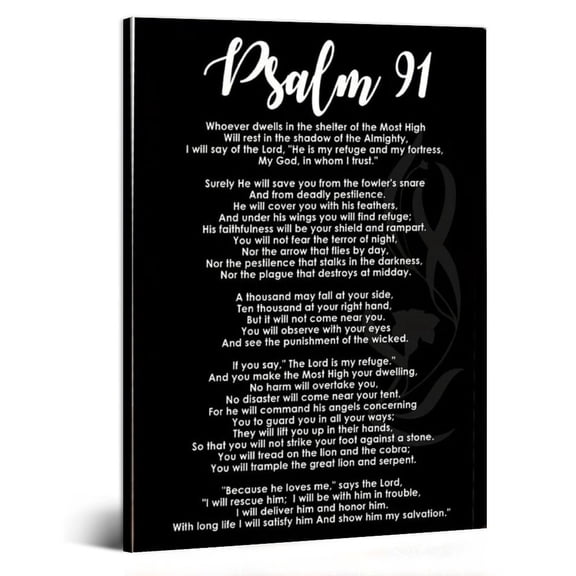 Psalm 91 Canvas Wall Art Poster, Bible Verse Scripture Print Decor Poster For Bedroom Living Room Bathroom Kitchen Office Decor
