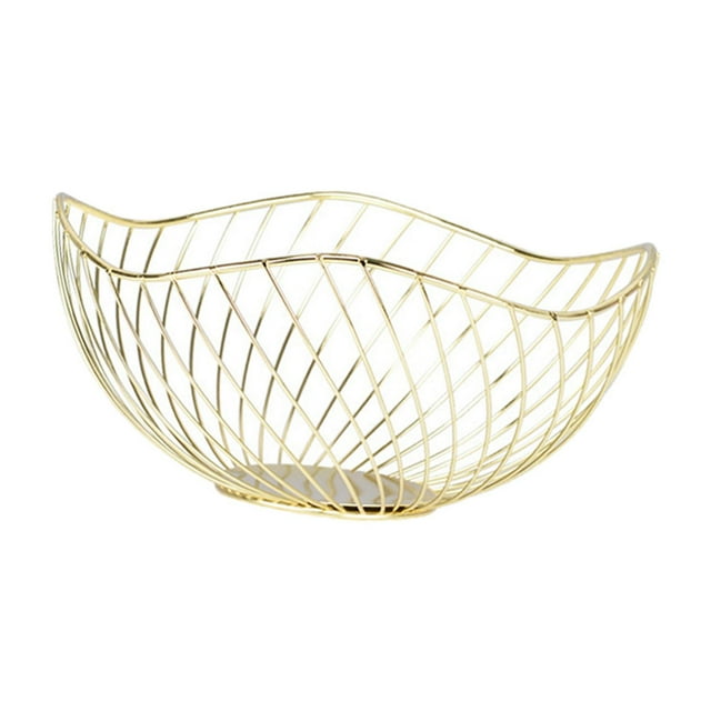 Cesta de hierro para frutas, bandeja para servir dulces, soporte para verduras, frutero Oro
