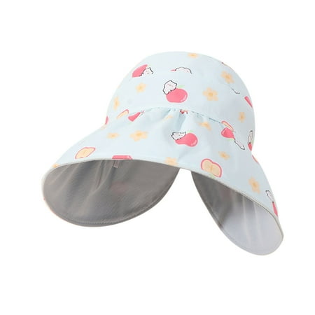 

QYZEU Girl Kids Winter Hat Little Top Hat for Girls Kids Adjustable Chin Strap Sun Hats Summer Spring Foldable Roll Up Wide Brim Hat Cute Cartoon Outdoor Beach Ponytail Bucket Cap