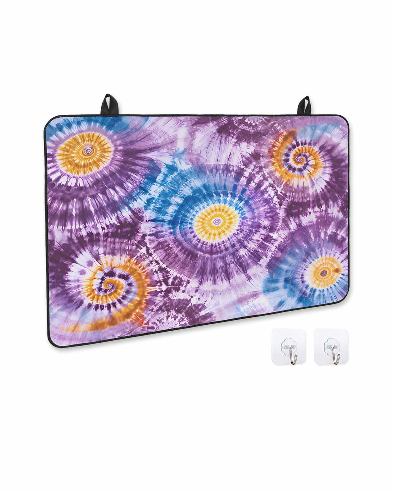 nqOlkjepod Large Induction Cooktop Protector Mat 24"x21", Purple Orange Blue Stove Top Covers for Electric Stove, Ethnic Modern Abstract Geometric Stove Burner Cover Mats, Glass Top Stove Cover