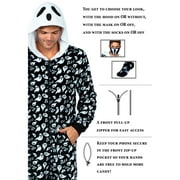 Holiday Matching Couples Costume Pajama Onesie With Socks and Mask, Ghost, Devil, and Skeleton, Black Ghost (Men), Size: S