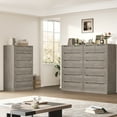 thumbnail image 4 of Homfa 7 Drawer Dresser, 51.3"H Wood Storage Cabinet with Upgraded Stable Base, Vertical Chest for Bedroom Living Room, Wash Gray, 4 of 7