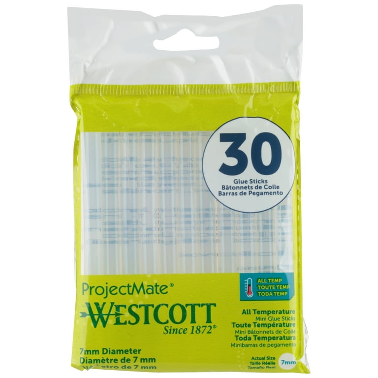 Westcott ProjectMate Glue Sticks, 7mm Diameter - 30 count