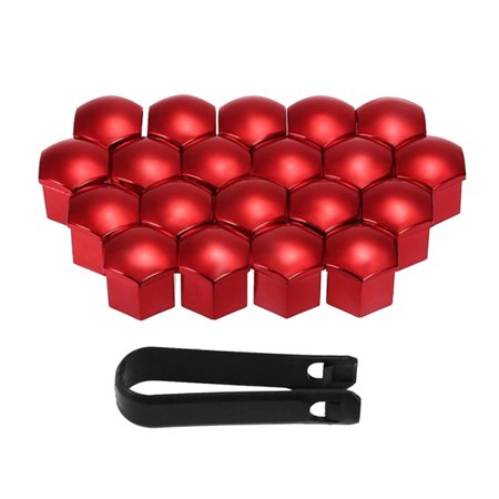 20 pcs Deep Wheel Lug Nut Bolt Cover Tyre Screw Cap Protector Decor Red