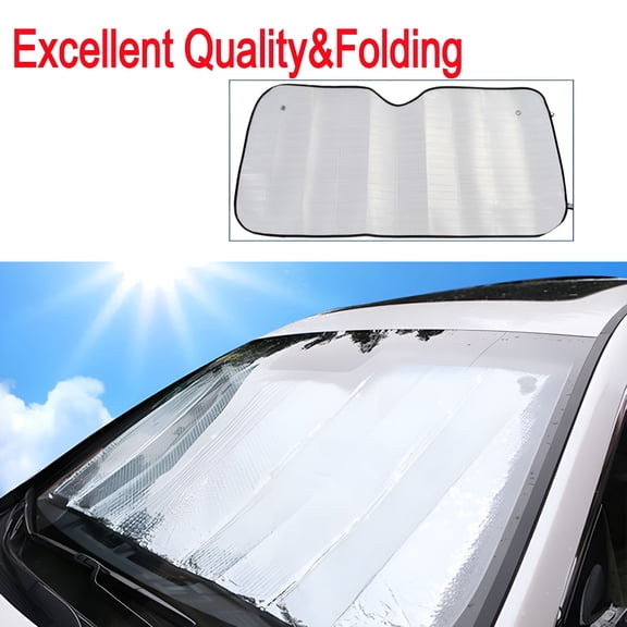 MELIVO 55*27 inch Auto Folding Windshield Sun Visor Shade Car Truck Cover Front Rear Aluminum
