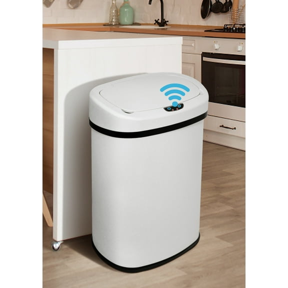 13 Gallon Kitchen Garbage Can Automatic Trash Can 13 Gallon Stainless Steel Trash Can Touch Free Bathroom Trash Can with Lid for Bathroom, Kitchen, Office