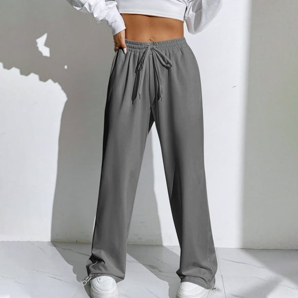 zanvin Femmes Pantalons de Survêtement Taille Haute Joggers Coton Pantalon Athlétique avec Poches, Gris Foncé, XXL