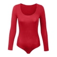 thumbnail image 3 of Gibobby Body para mujer con control de barriga Mono de manga larga con cuello Rojoondo y cuello Rojoondo para mujer (Rojo, S), 3 of 4