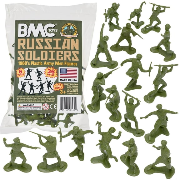 BMC Classic Marx RUSSIAN Plastic Army Men - 36pc WW2 Soldier Figures Made in USA