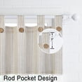 thumbnail image 4 of Linen Striped Tier Curtains with Solid Button Small Valance 54"x15" Rod Pocket Tailored One Panel Kitchen Curtain Cafe Curtain for Living Room, Bathroom, Kitchen Beige, 4 of 9