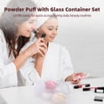 thumbnail image 2 of 5 PCS Powder Puff with Glass Container Set, 2 Kinds Soft Washable Puffs for Face & Body, 3-Legged Storage Jar, Reusable Puff with Ribbon Bow for Makeup Glitter Application, After-Bath Care, 2 of 5