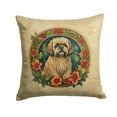 thumbnail image 2 of Lhasa Apso Christmas Flowers Throw Pillow 14 in x 14 in, 2 of 2