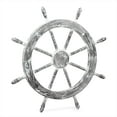 thumbnail image 3 of Nagina International 24" Antique White Deluxe Nautical Decorative Premium Pine Wood Ship Wheel | Captain Maritime Beach Home Decor Gift, 3 of 3