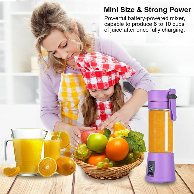Portable Mini Blender,Smoothie Blender-Two Blades in 3D, Mini Travel Personal Blender with USB Rechargeable Batteries,Household Fruit Mixer,Detachable