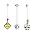 thumbnail image 1 of 3 pack Pregnancy Belly Button Rings Maternity Navel Rings 14G 38mm, 1 of 1