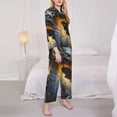 thumbnail image 3 of Honeii Golden White Fire Dragon print Women's Pajama Sets Long Sleeve Button Down Sleepwear Nightwear Soft Pjs Lounge Sets-Large, 3 of 7