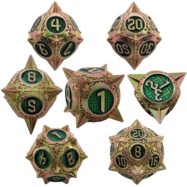 Juego de dados de metal, juego de mesa de dados en grupo, juego de mesa de poliedro