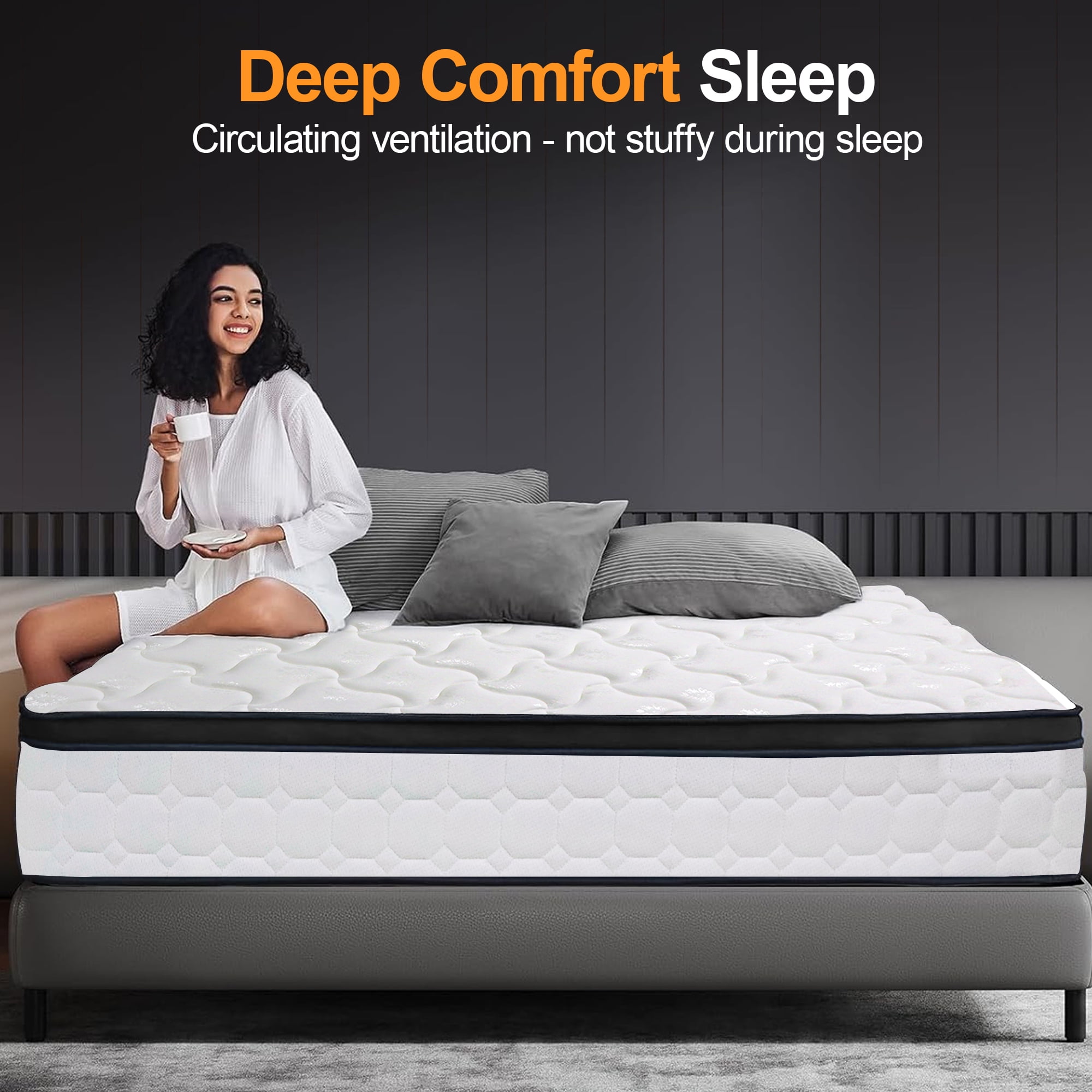 Full Mattress, 12 Inch Hybrid Memory Foam Mattress in a Box, Pressure Relief