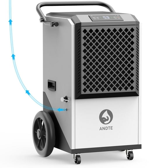 Andte 250 Pints Commercial Dehumidifier with Pump and Drain Hose for 4,500 Sq. Ft. - Industrial-Grade Moisture Removal for Basements, Garages & Water Damage Restoration