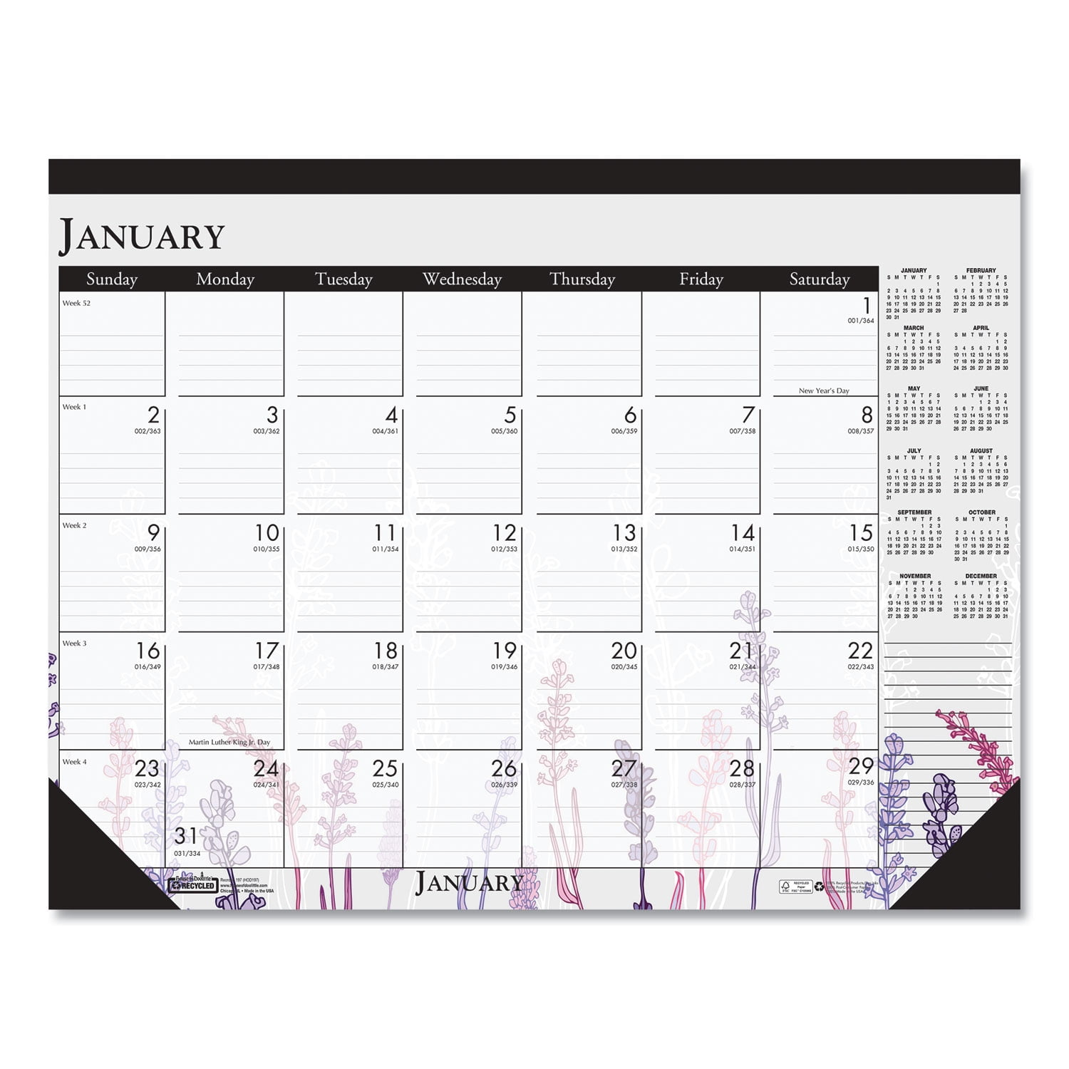 House of Doolittle 100% Recycled Contempo Desk Pad Calendar 22 x 17 Wild Flowers 2022 197