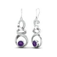 thumbnail image 2 of 5mm Round Amethyst 925 Sterling Silver Infinity Women Dangle Earrings, 2 of 4
