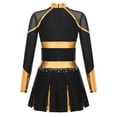 thumbnail image 4 of Oyolan Uniforme de Cheerleading pour Filles Tenues de Cheerleading Uniforme Scolaire Noir&Or 8, 4 of 7