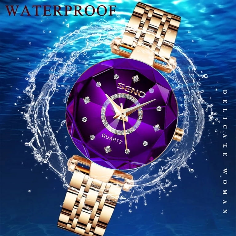 Seno Women's Ocean Blue Diamond Stainless Steel Watch photo 6