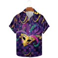 thumbnail image 2 of Camisas de Manga Larga para Hombres, Botón de Impresión Blusa de Cuello, Camisa de Poliéster de Moda Casual, 2 of 9