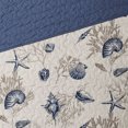 thumbnail image 2 of 6-Piece Nautical Sea Shells Coral Blue Beige Reversible Daybed Cover Bedding, 2 of 5