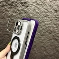 thumbnail image 5 of Magnetic Clear Case for Apple iPhone 12, Camera Lens Screen Protector Kickstand Compatible with Magsafe Anti-Yellowing Shockproof Protective Drop Proof Rugged Case for Women Men, Lightpurple, 5 of 7